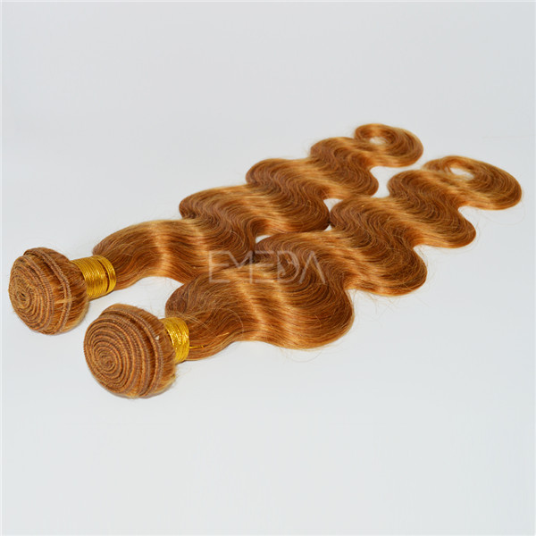 Golden color Indian body wave hair weave LJ142